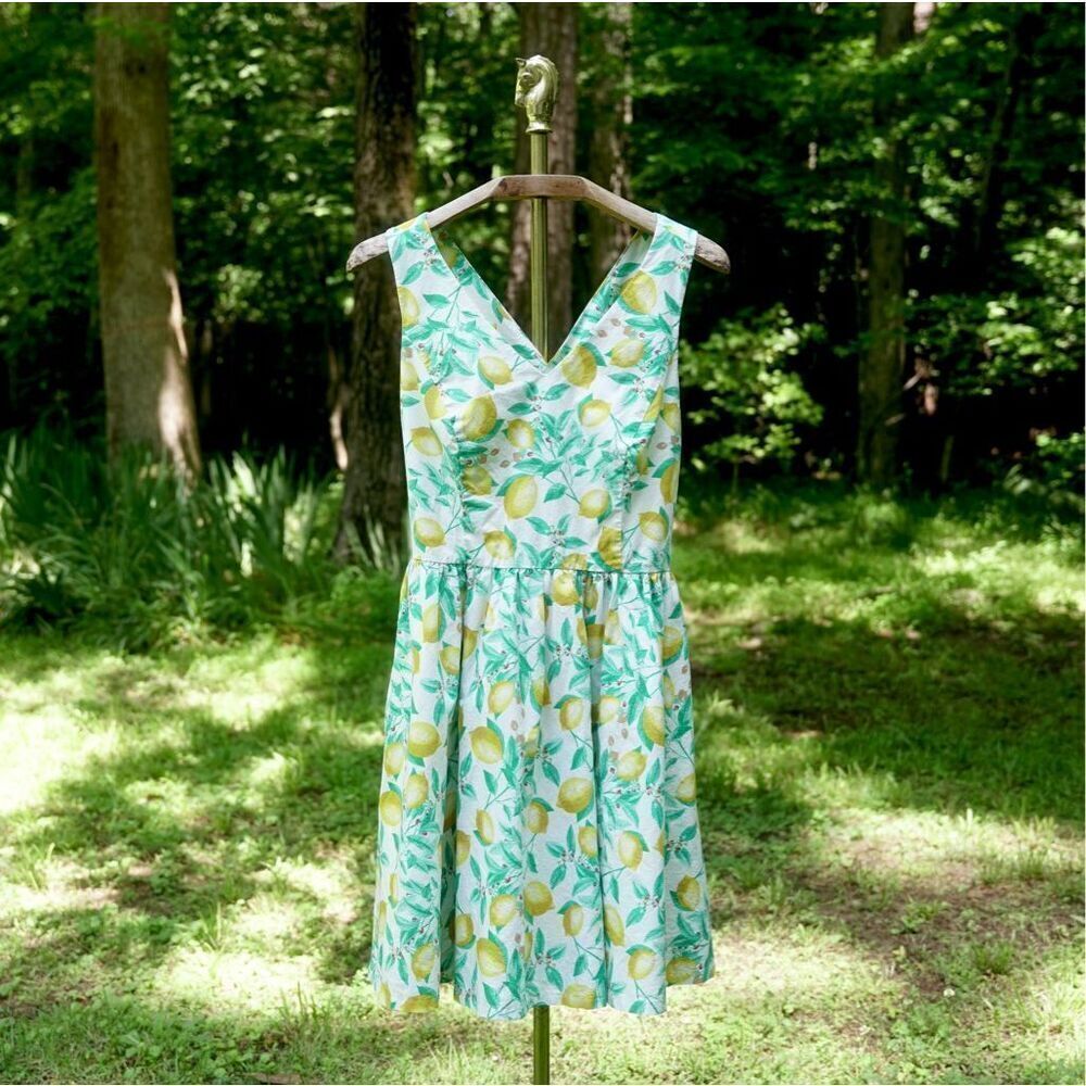 ELLE Lemon Fit and Flare Cotton Sundress